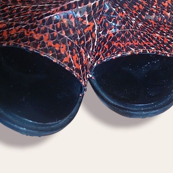 Balenciaga Red Snakeskin Slingback Heeled Sandals - Picture 10 of 10